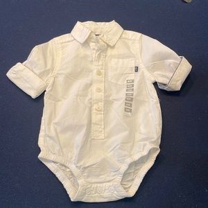 NWT baby B’gosh baby boy white button down shirt onesie size 6 months